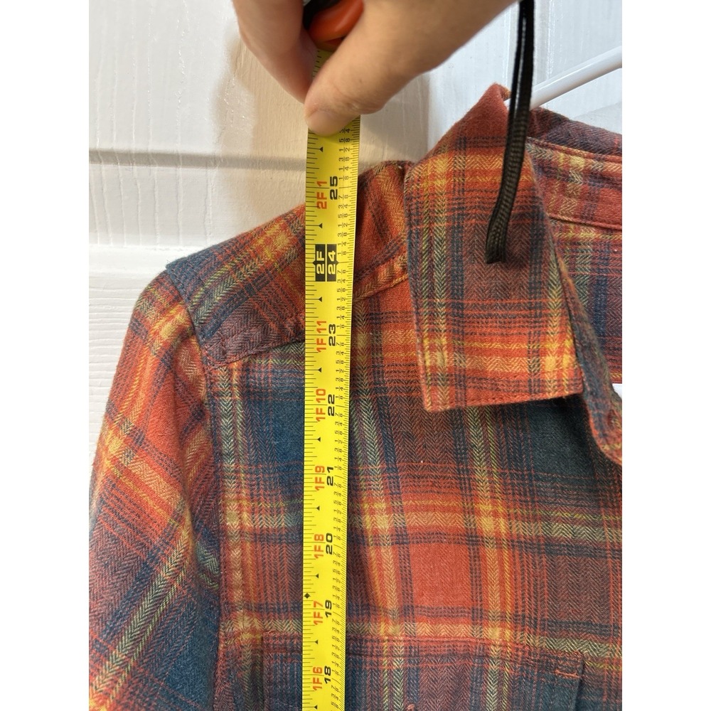 Toad & Co Orange Blue Plaid Flannel Button Up Sz S Long Sleeve Outdoor Gorpcore - Picture 5 of 9